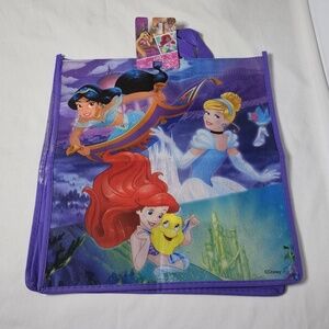 New Disney Princess Reusable Shopping Tote Bag Purple Cinderella Ariel Jasmine